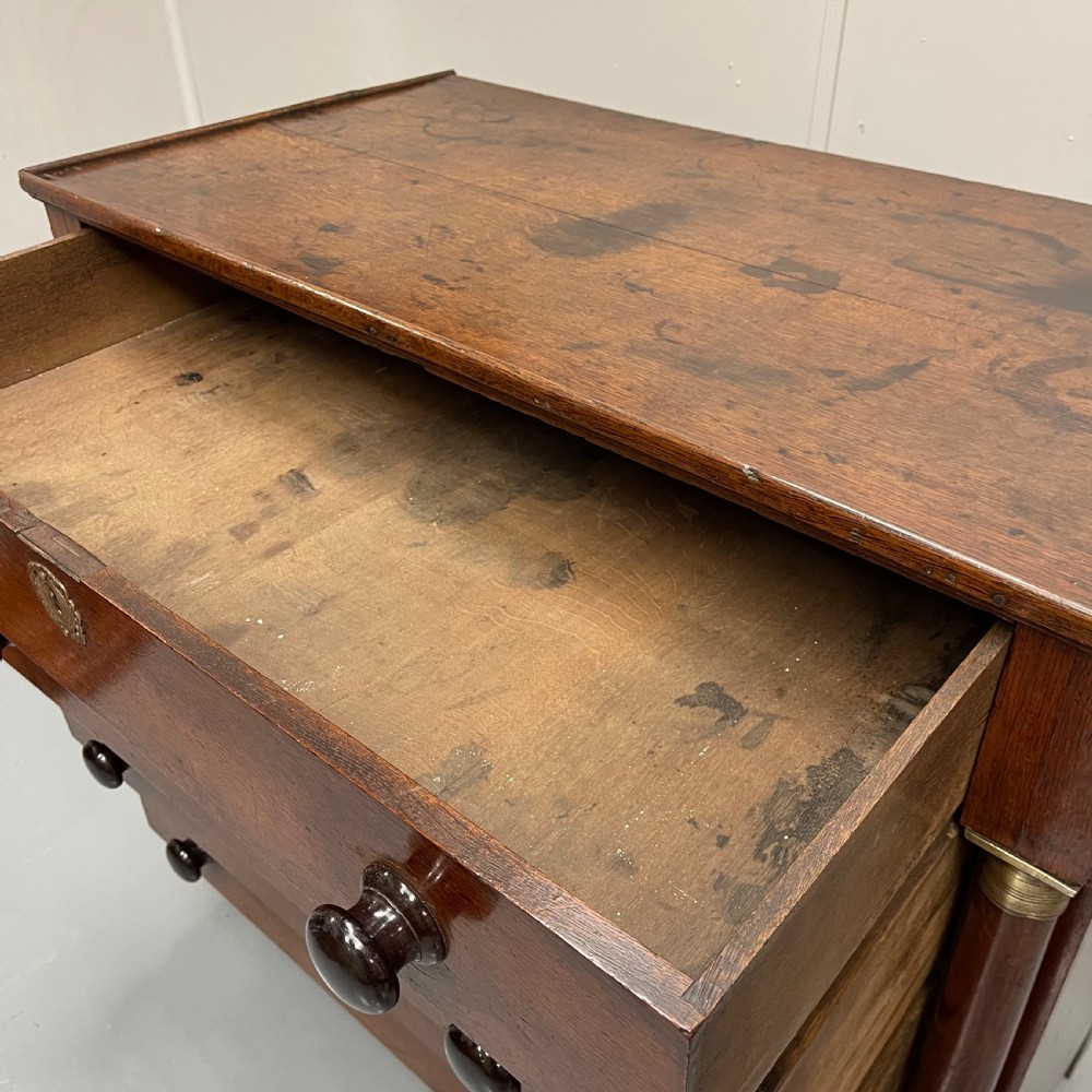 French Empire oak commode with black handles View XII
