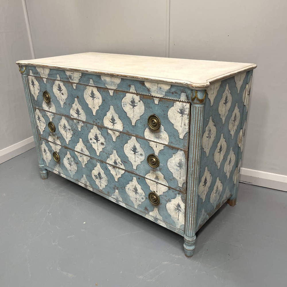 French empire style stencil painted commode  View III