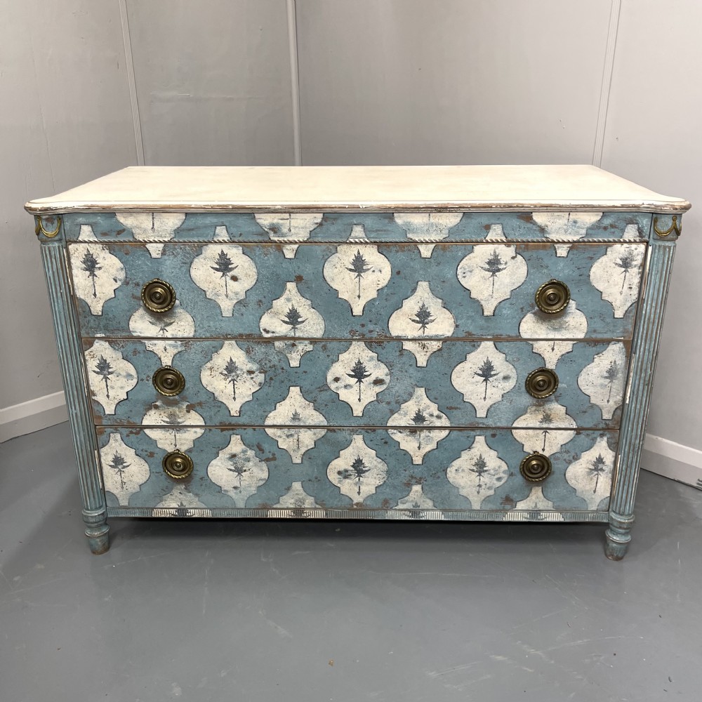 French empire style stencil painted commode  View II