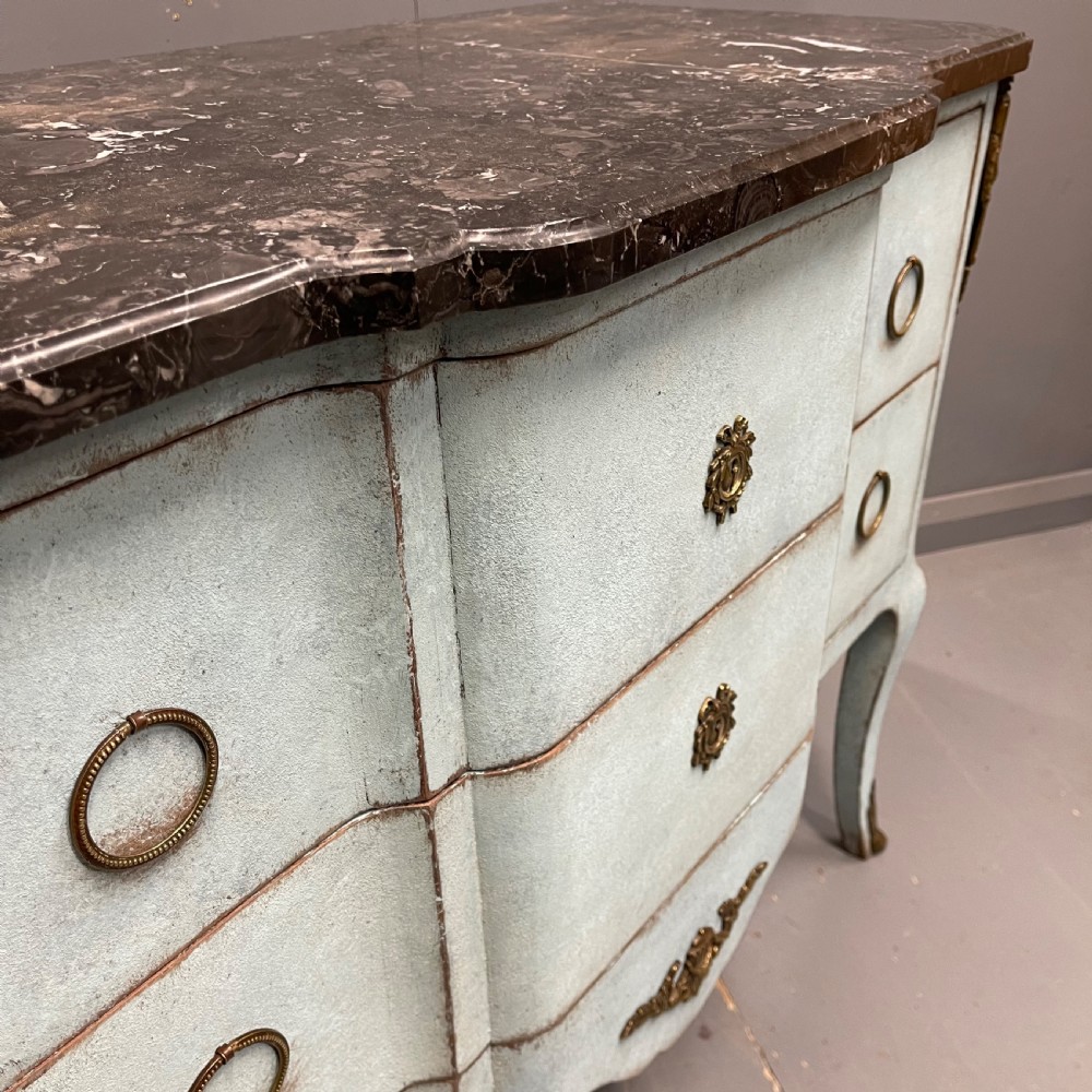 French painted two drawer marble top commode with  View VIII