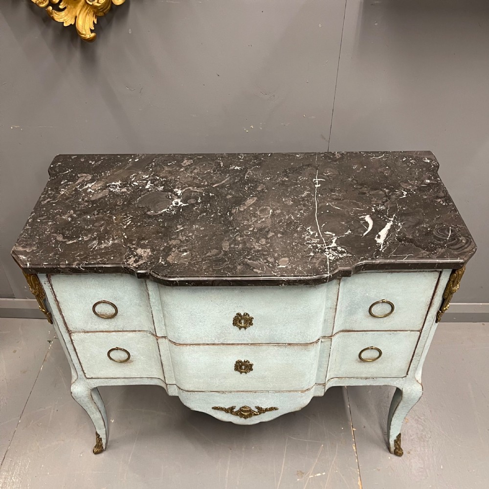 French painted two drawer marble top commode with  View IX