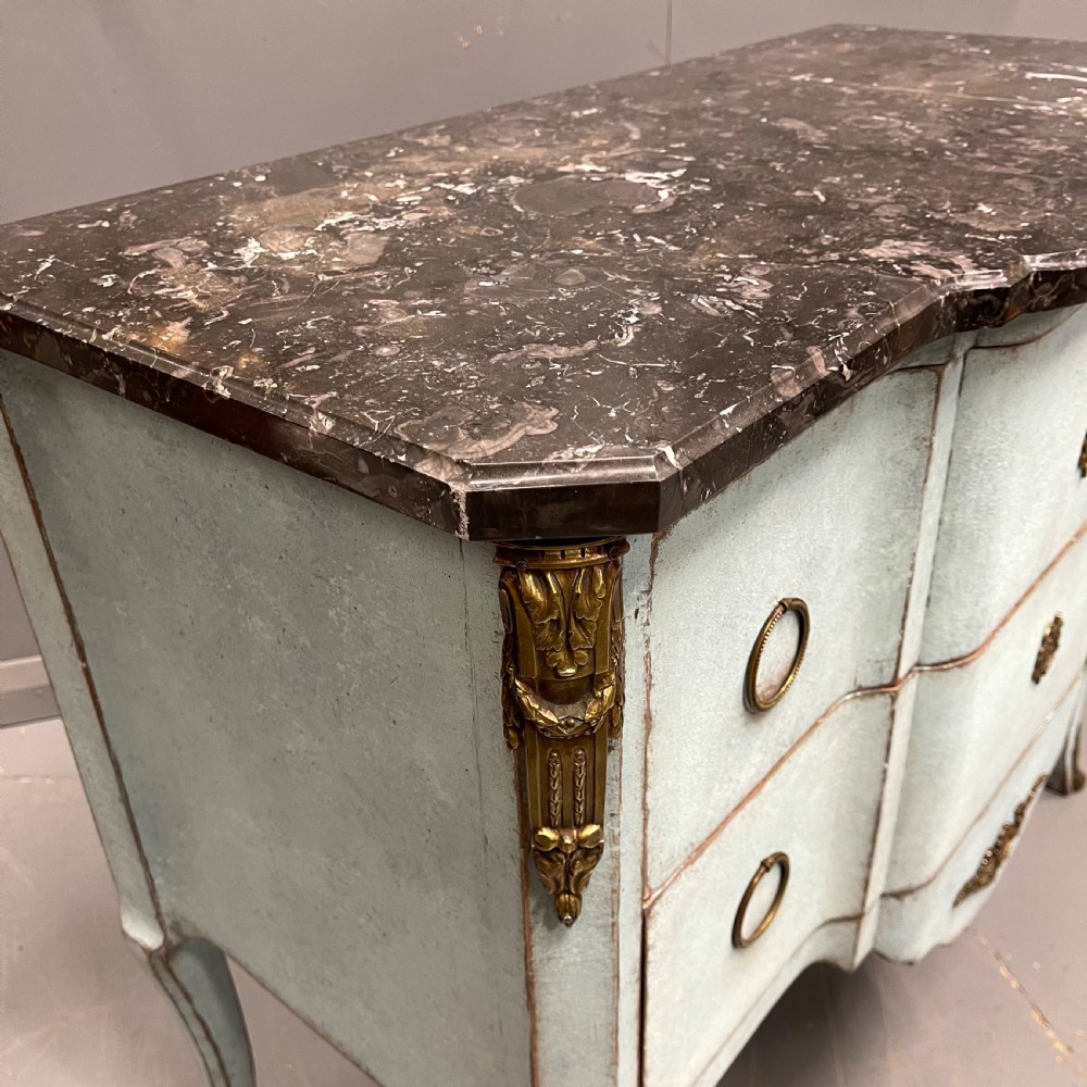 French painted two drawer marble top commode with  View XI