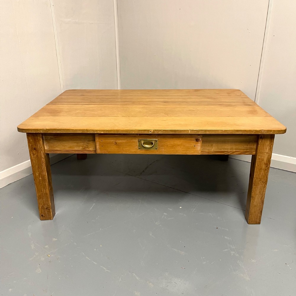 Large antique scrub pine coffee table