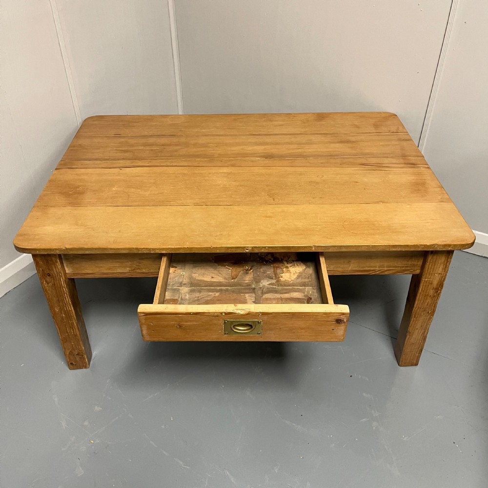 Large antique scrub pine coffee table View IV