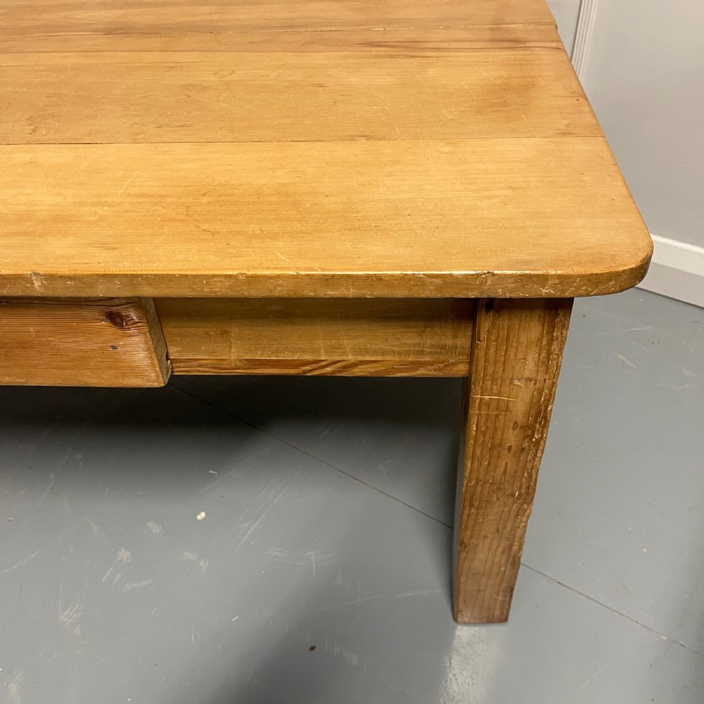 Large antique scrub pine coffee table View VI