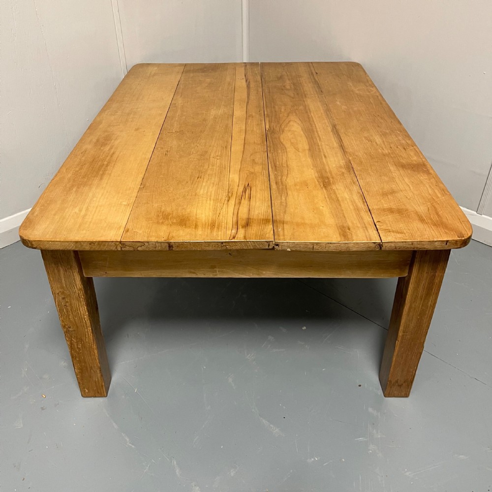 Large antique scrub pine coffee table View VII