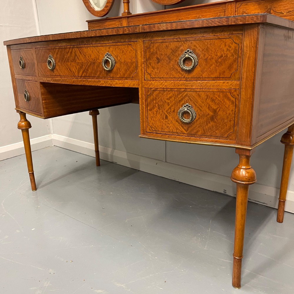Large satinwood inlaid dressing table with oval mirrors View VII