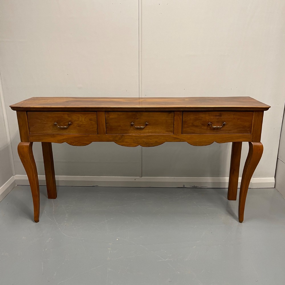French walnut 3 drawer console server table  View II