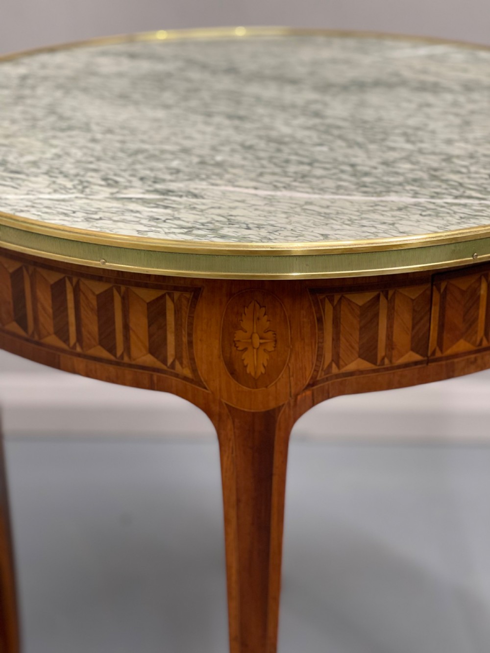 Pair of round kingwood parquetry lamp tables View VII