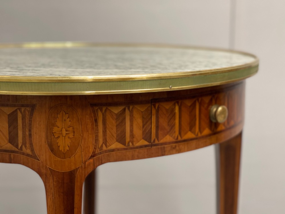 Pair of round kingwood parquetry lamp tables View VIII
