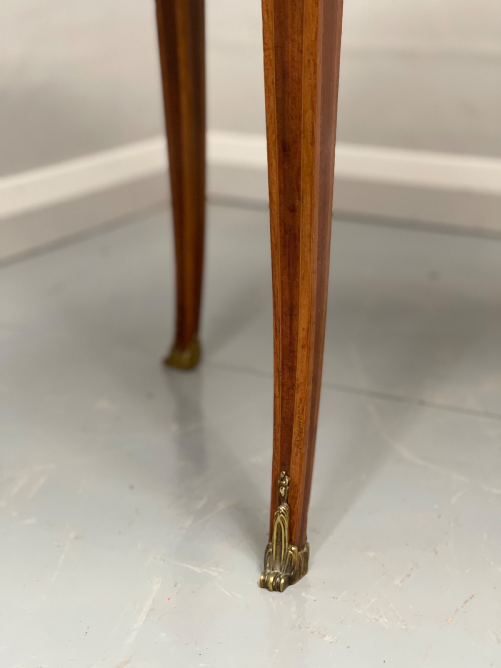 Pair of round kingwood parquetry lamp tables View X