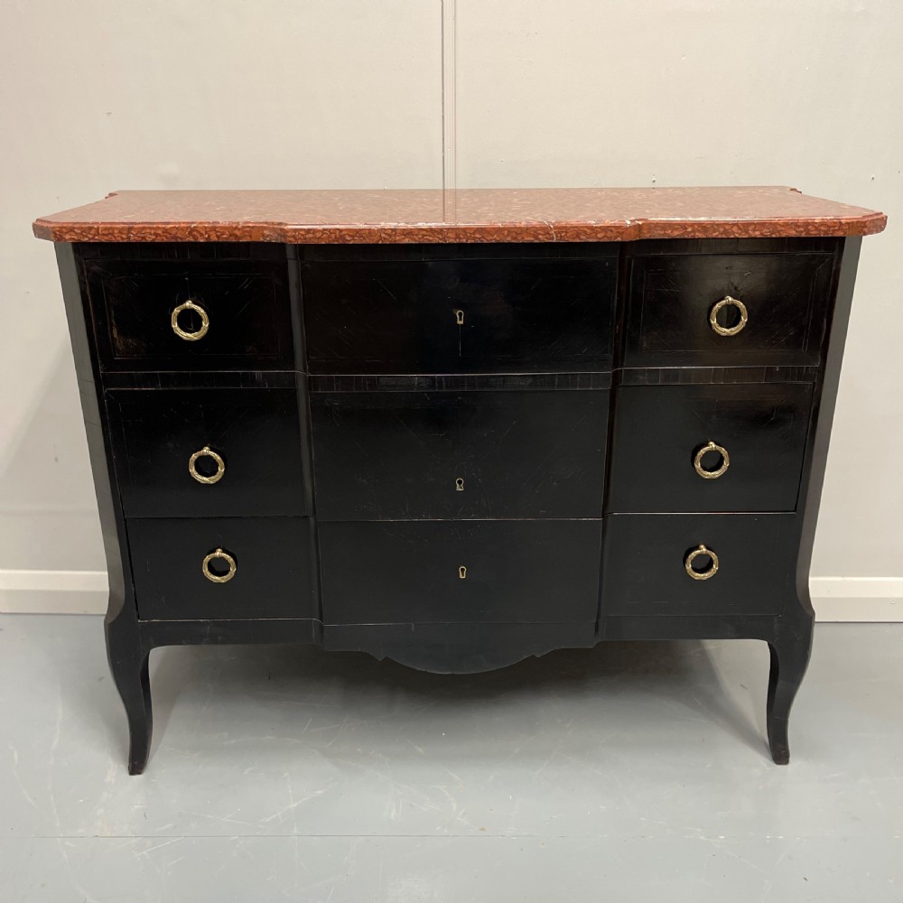 French ebonised marble top commode