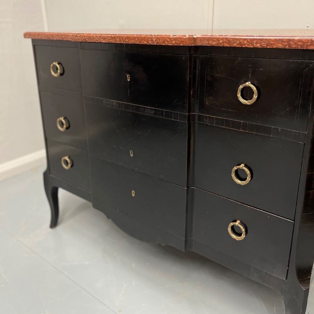 French ebonised marble top commode View IV