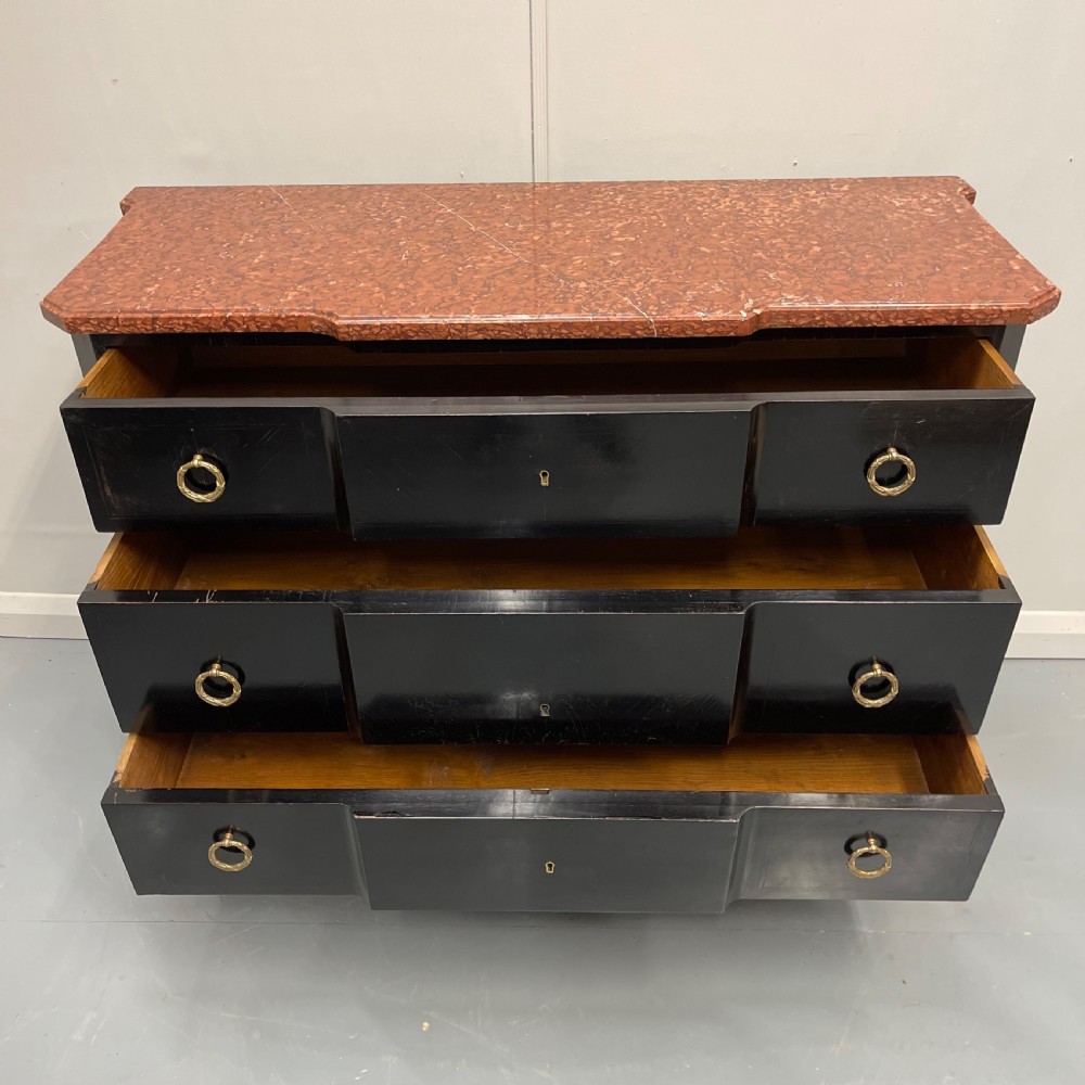 French ebonised marble top commode View V