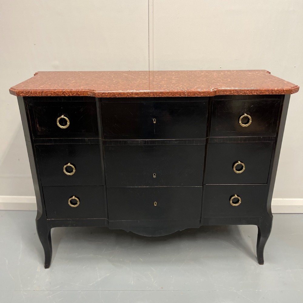 French ebonised marble top commode View VI
