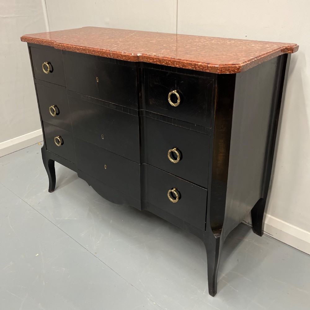 French ebonised marble top commode View VII