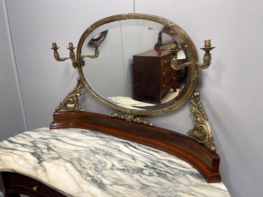 19th century French dressing table with brass framed mirror View III