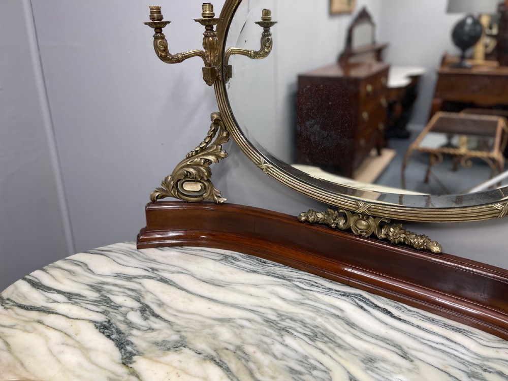 19th century French dressing table with brass framed mirror View IV