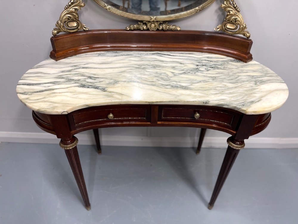 19th century French dressing table with brass framed mirror View V
