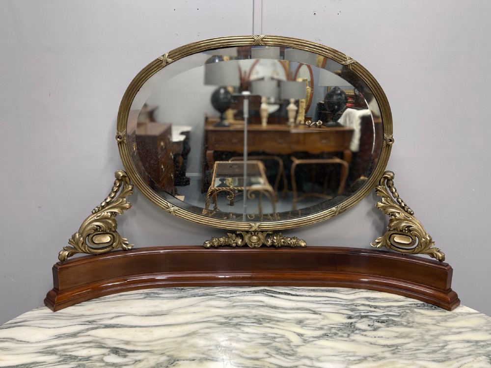 19th century French dressing table with brass framed mirror View X