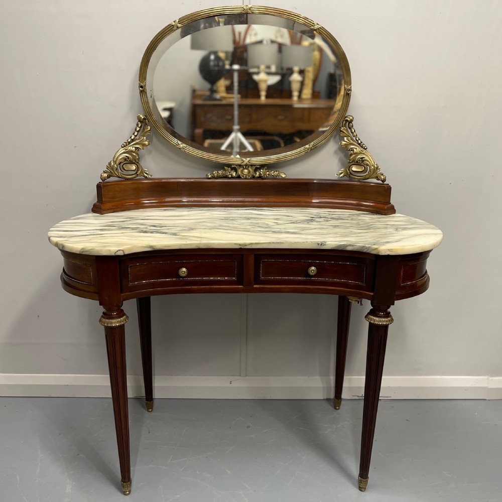 19th century French dressing table with brass framed mirror View XI