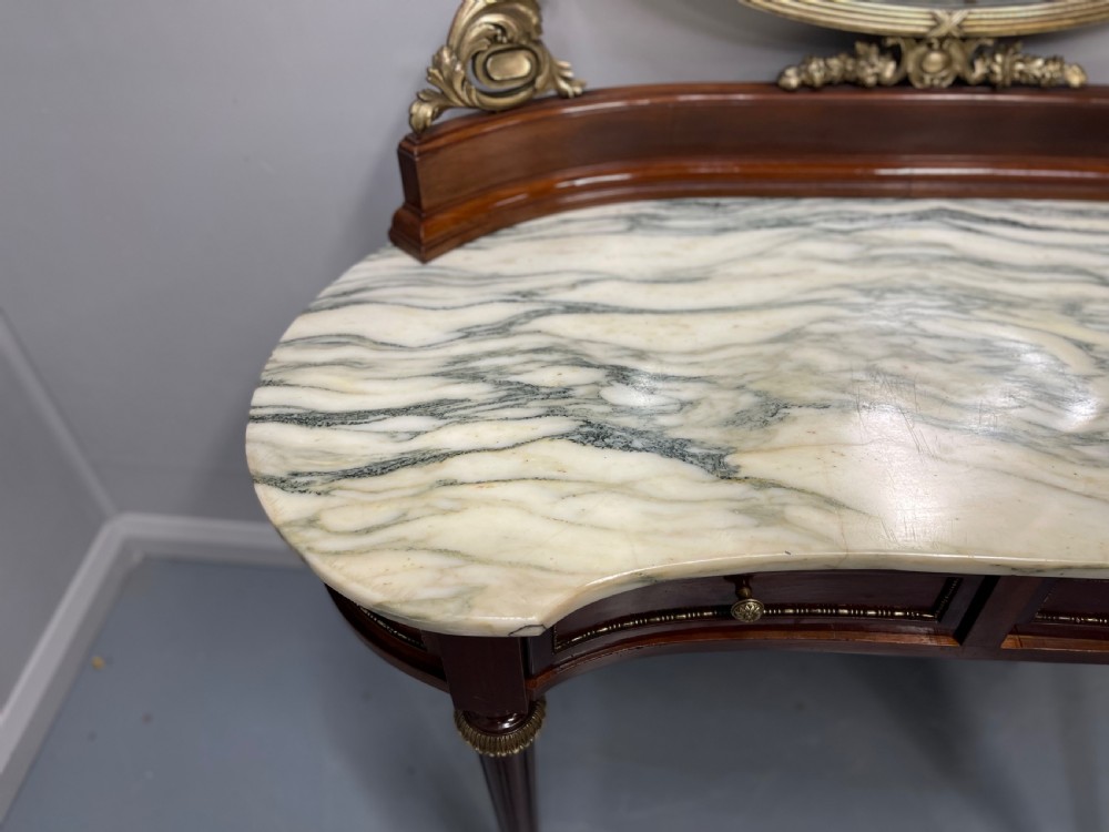 19th century French dressing table with brass framed mirror View XII
