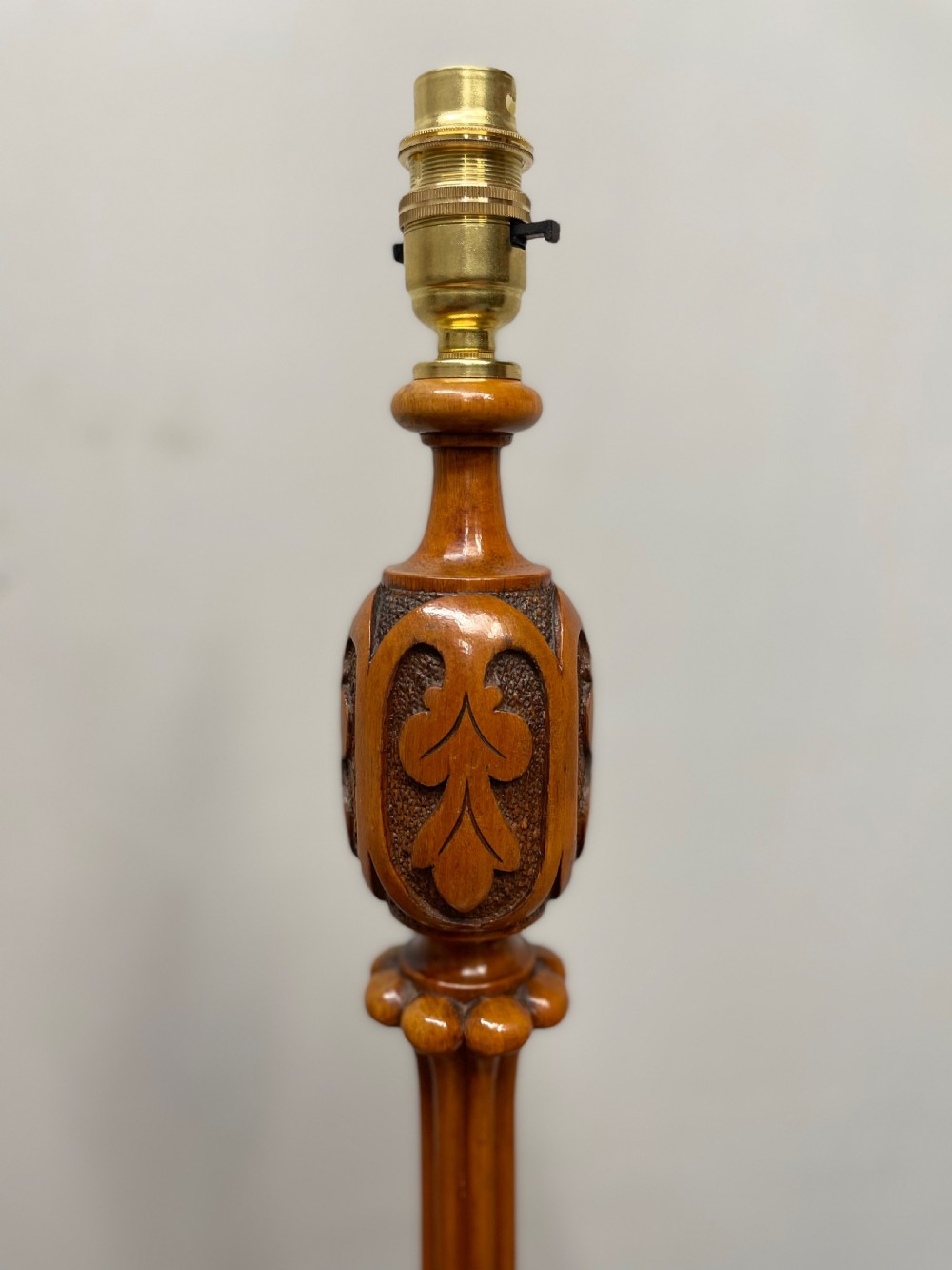 Pair of satinwood and ebonised table lamps View IX