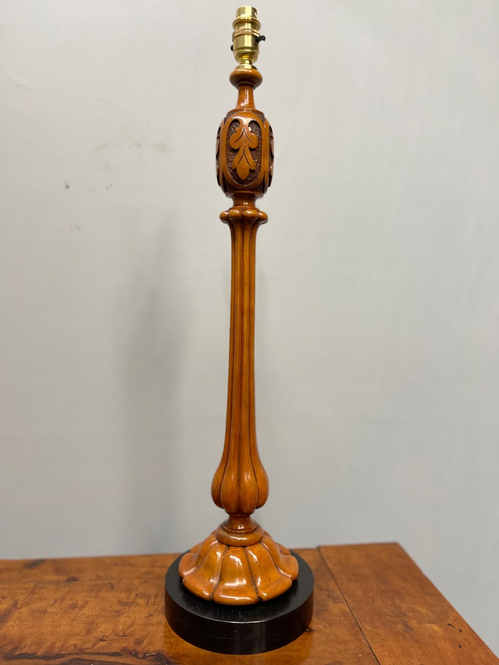 Pair of satinwood and ebonised table lamps View XI