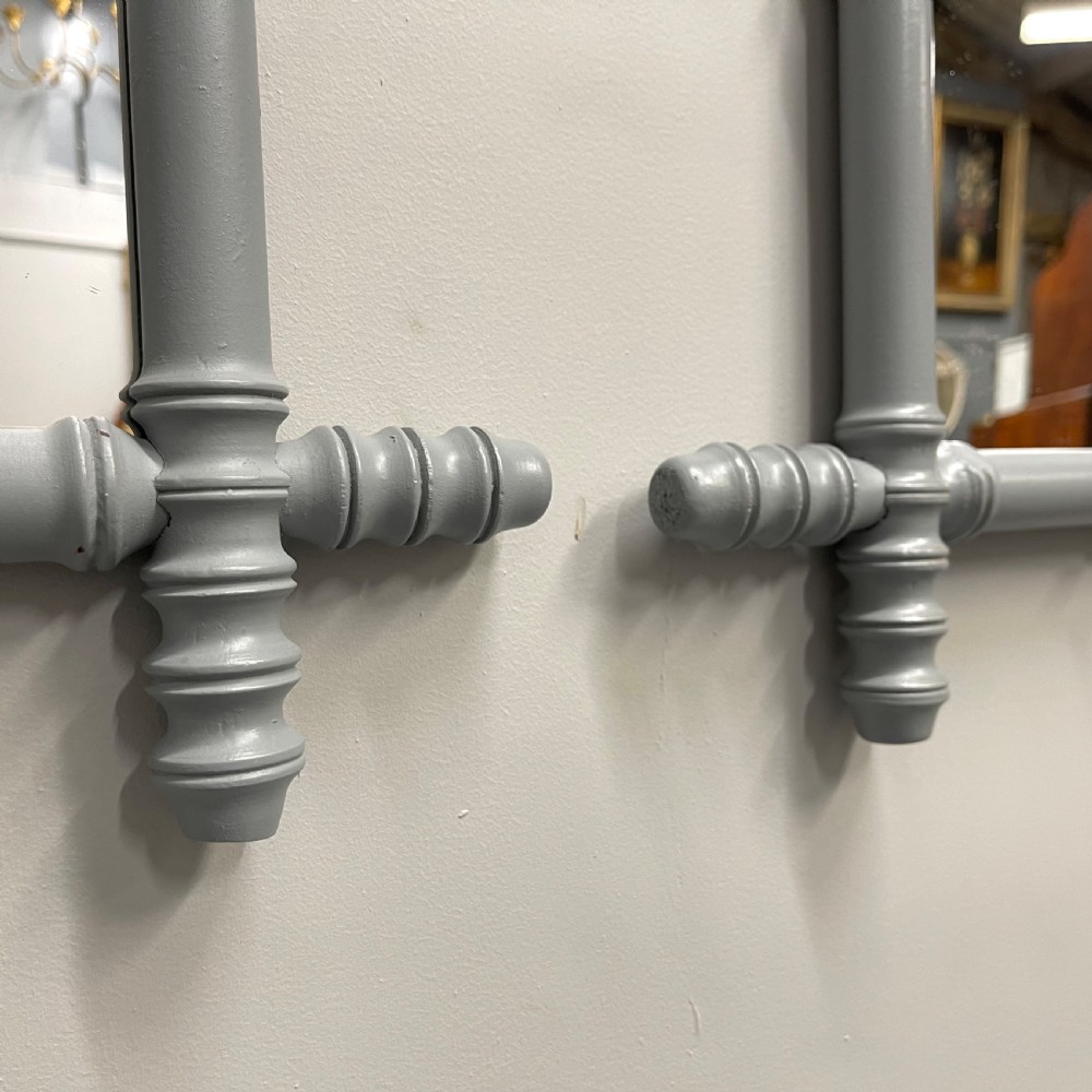 Pair of French grey faux bamboo mirrors View V