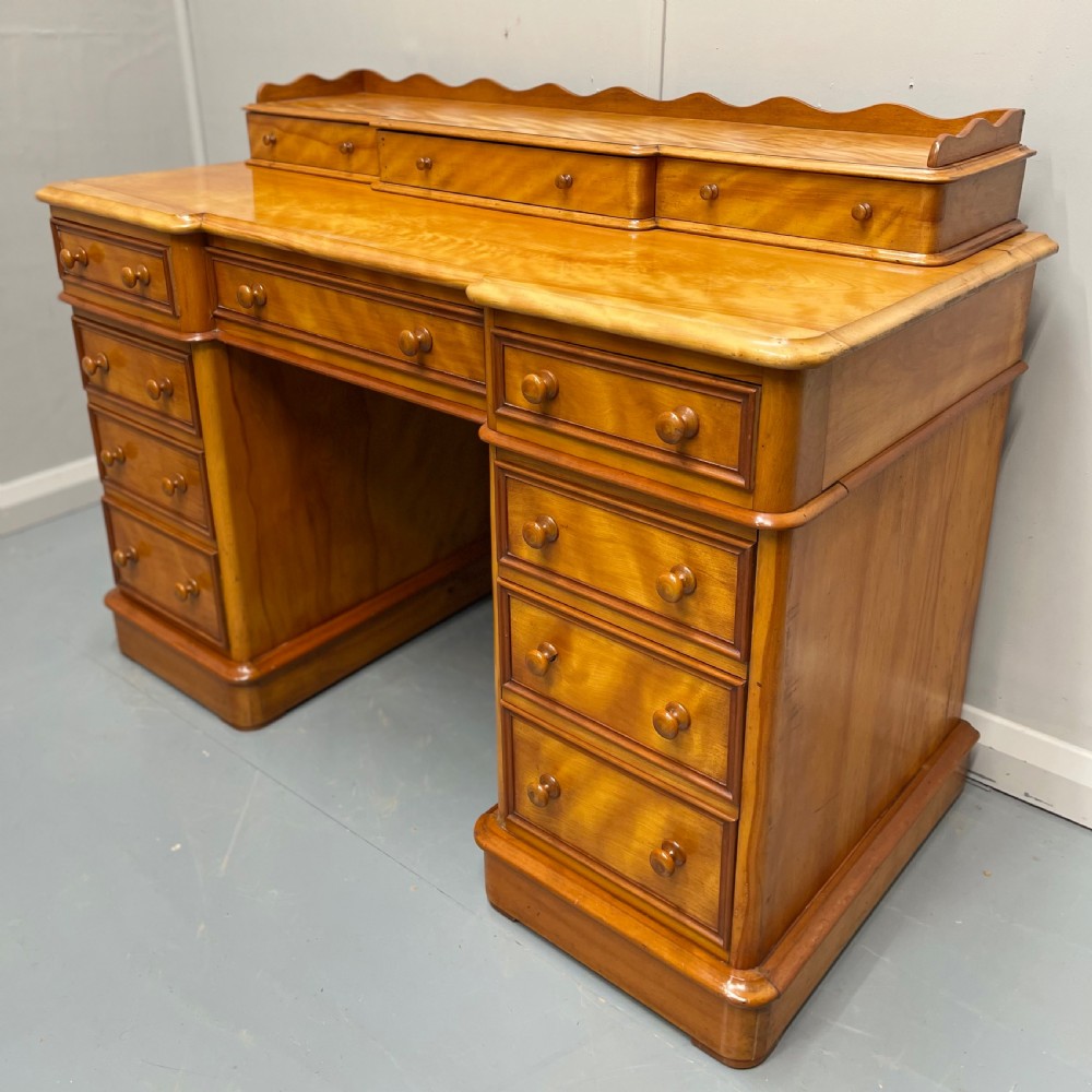 Edwardian satinwood pedestal desk