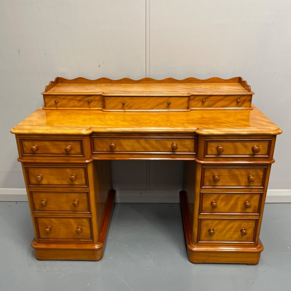 Edwardian satinwood pedestal desk View II