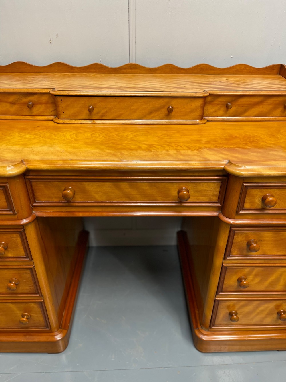 Edwardian satinwood pedestal desk View III