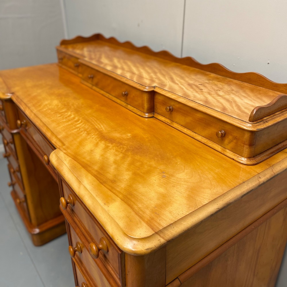 Edwardian satinwood pedestal desk View IX