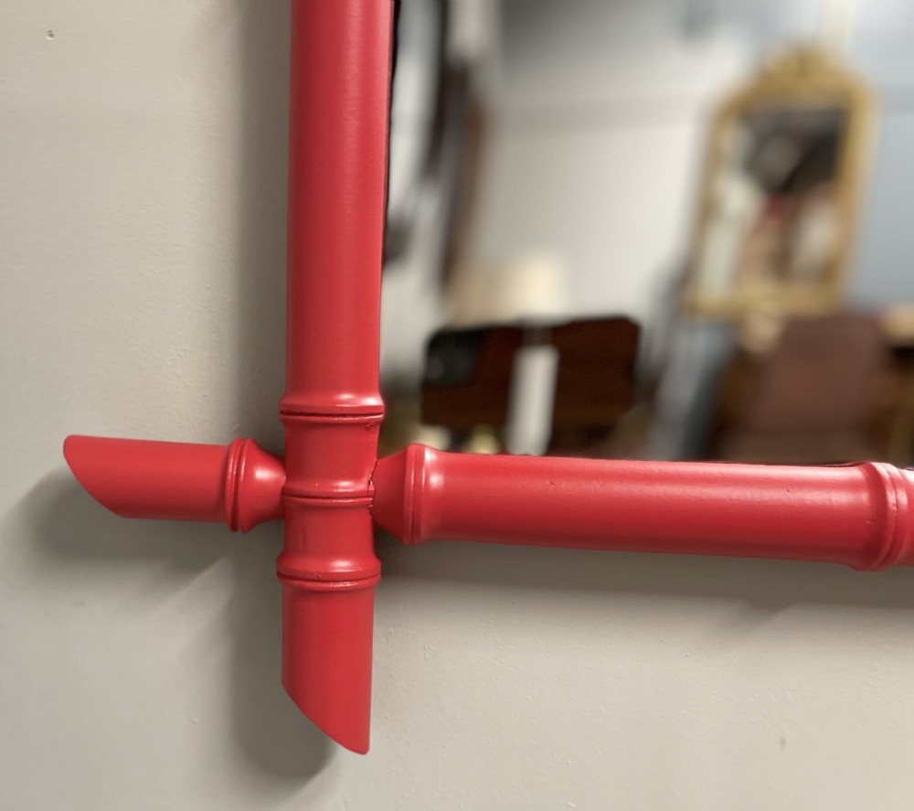 Red lacquered faux bamboo mirror View V