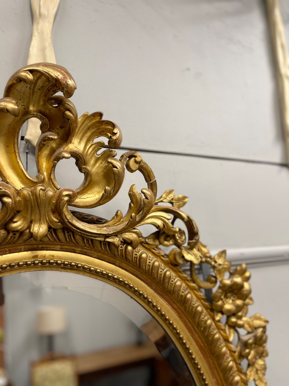 Large French 19th century oval gilt mirror View III