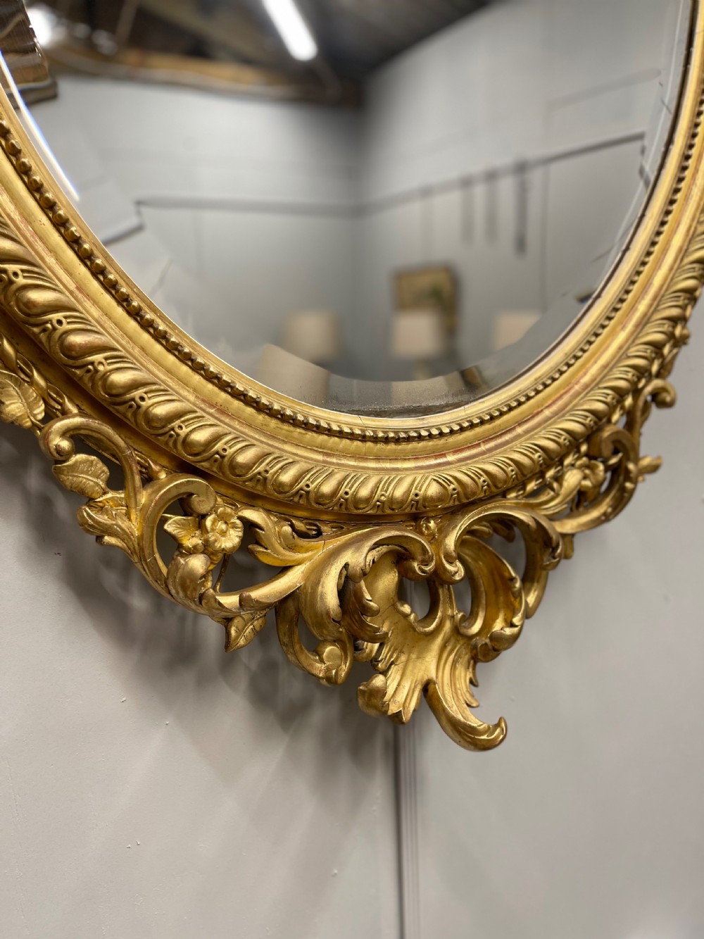 Large French 19th century oval gilt mirror View V