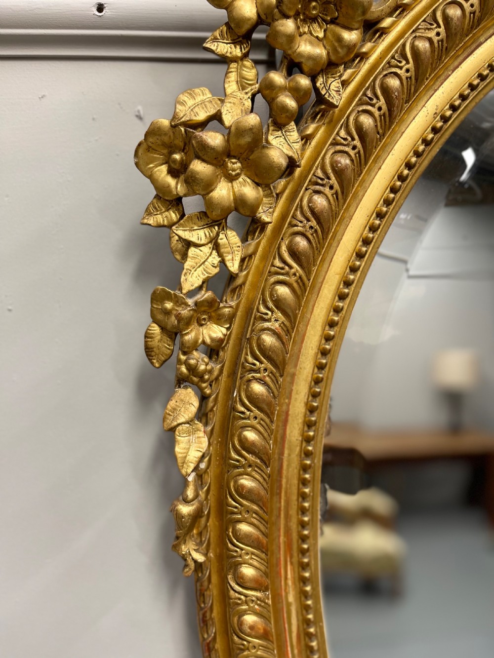 Large French 19th century oval gilt mirror View VI
