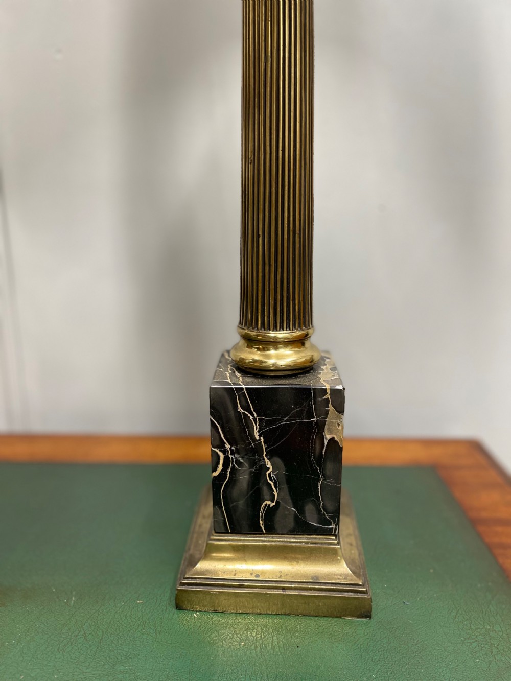 Pair of brass and marble column lamps, inc postage View IV
