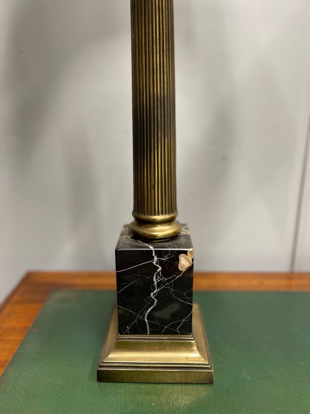 Pair of brass and marble column lamps, inc postage View V