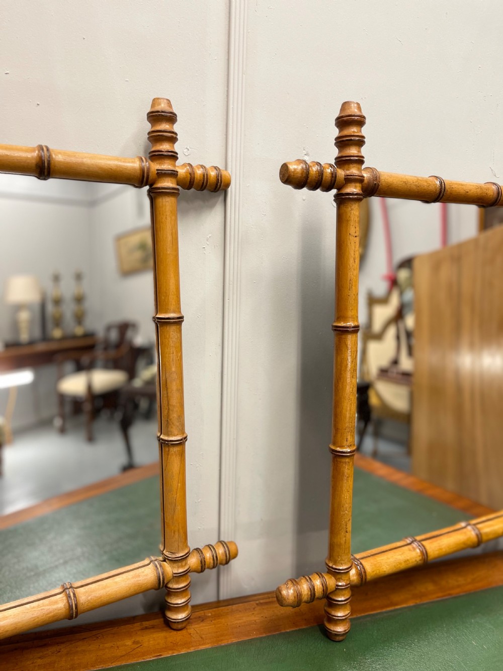 Pair of French faux bamboo mirrors View II