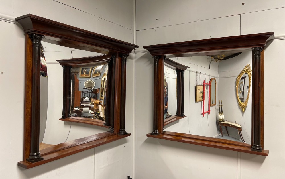 Large pair of late Regency overmantle mirrors