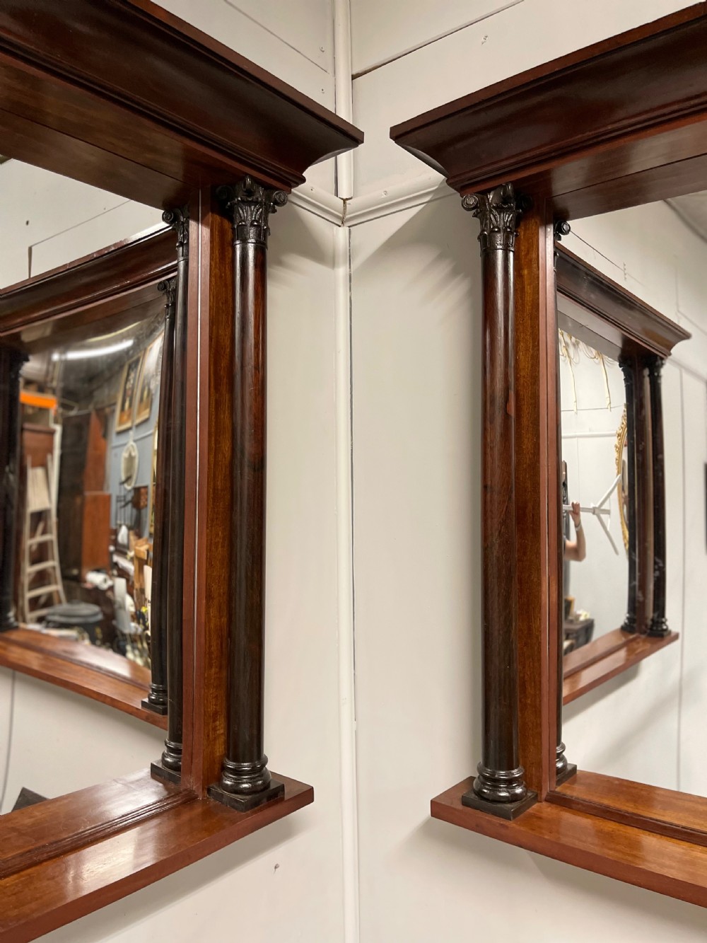 Large pair of late Regency overmantle mirrors View IV