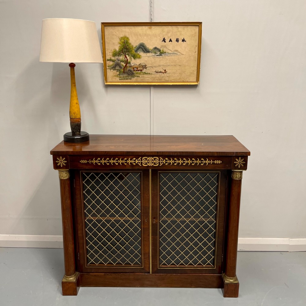 Regency rosewood and brass marquetry two door cabinet View VII