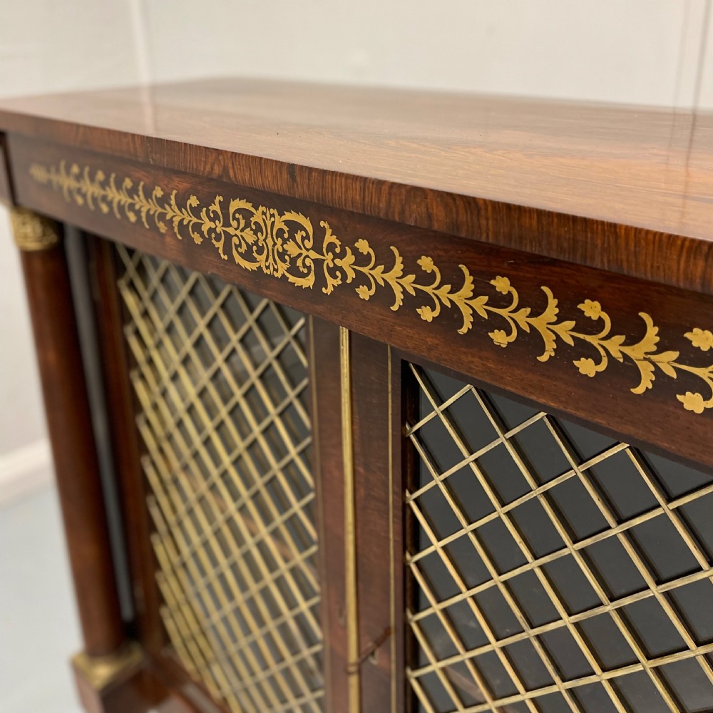 Regency rosewood and brass marquetry two door cabinet View X