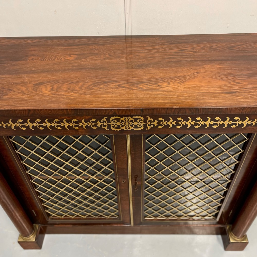 Regency rosewood and brass marquetry two door cabinet View XI