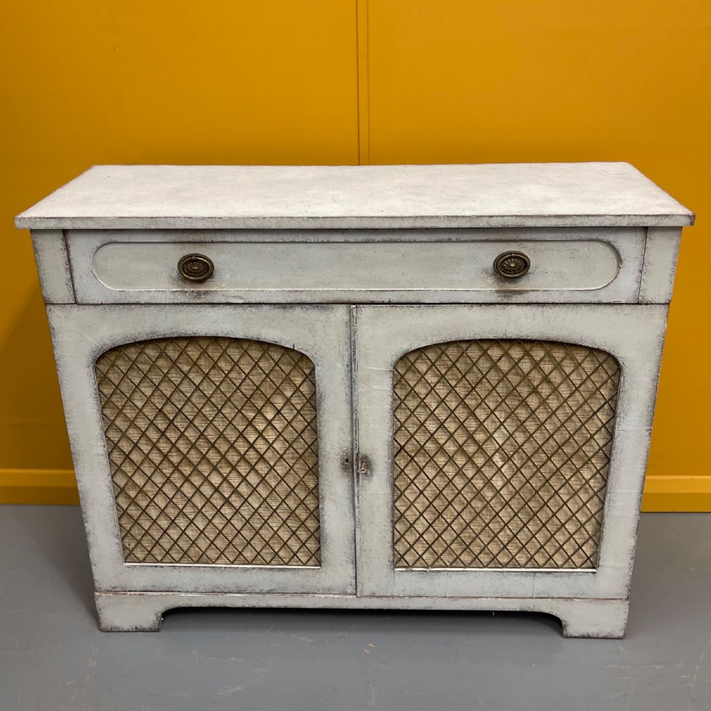 Regency chalk painted chiffonier cabinet