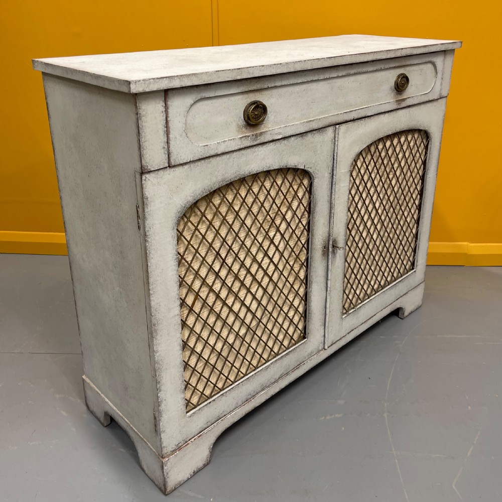 Regency chalk painted chiffonier cabinet View II
