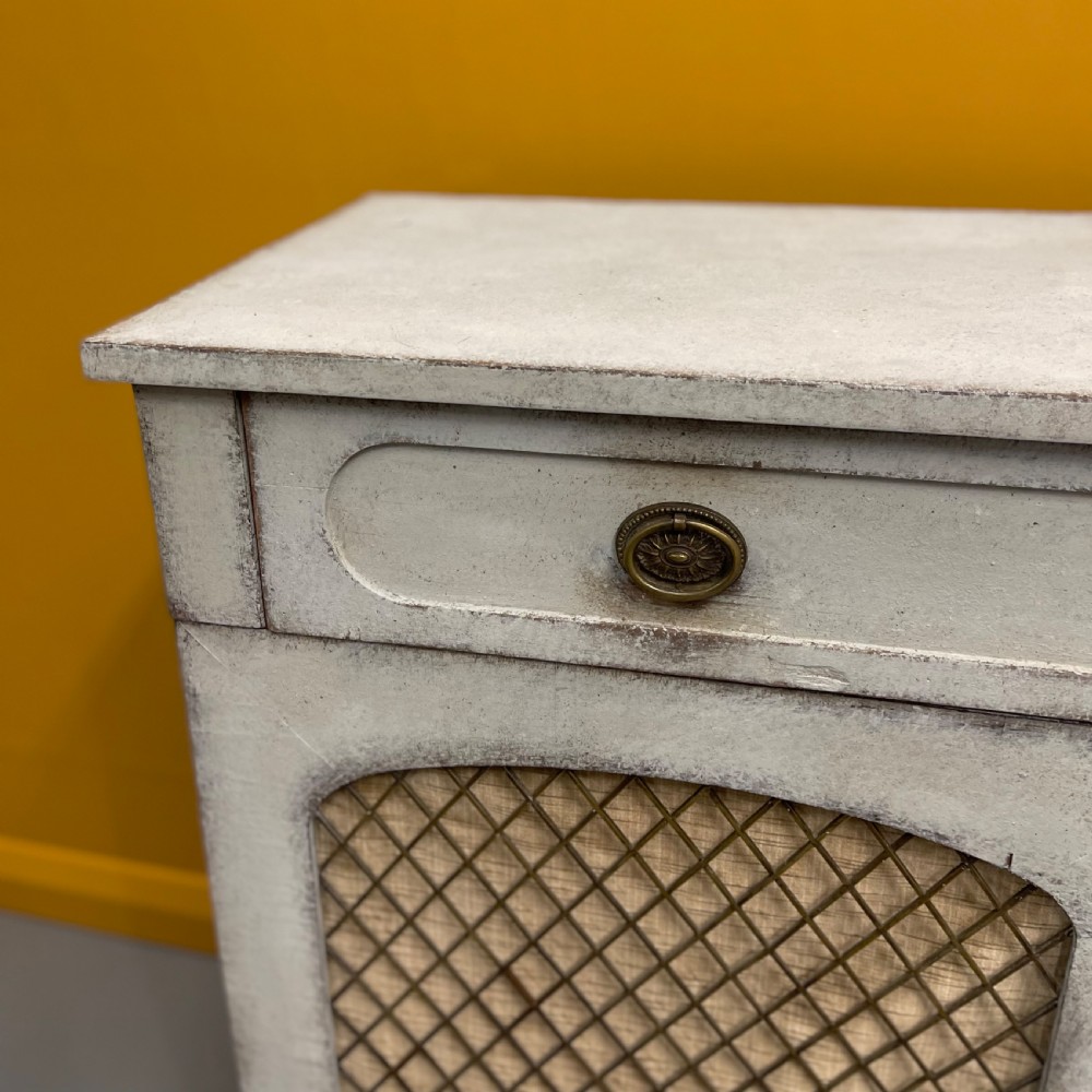Regency chalk painted chiffonier cabinet View V
