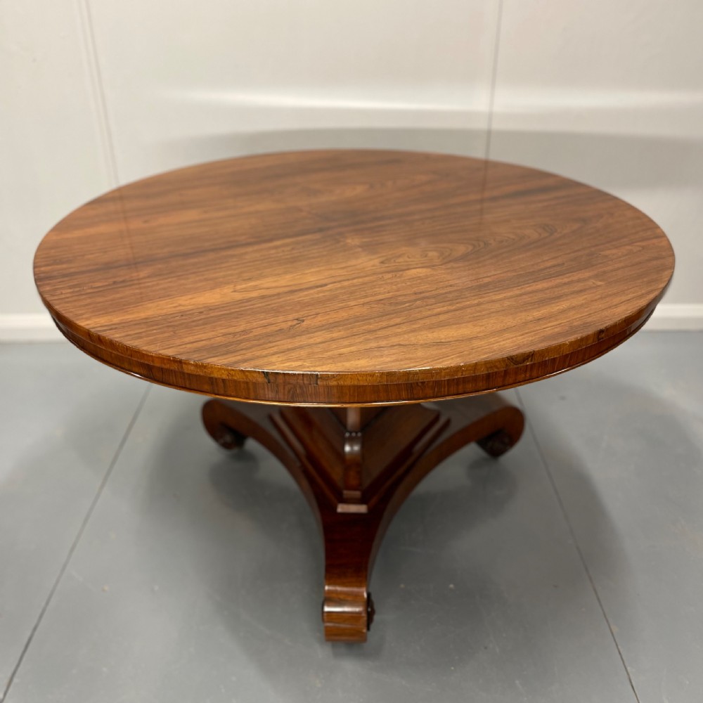 English Regency rosewood round centre table