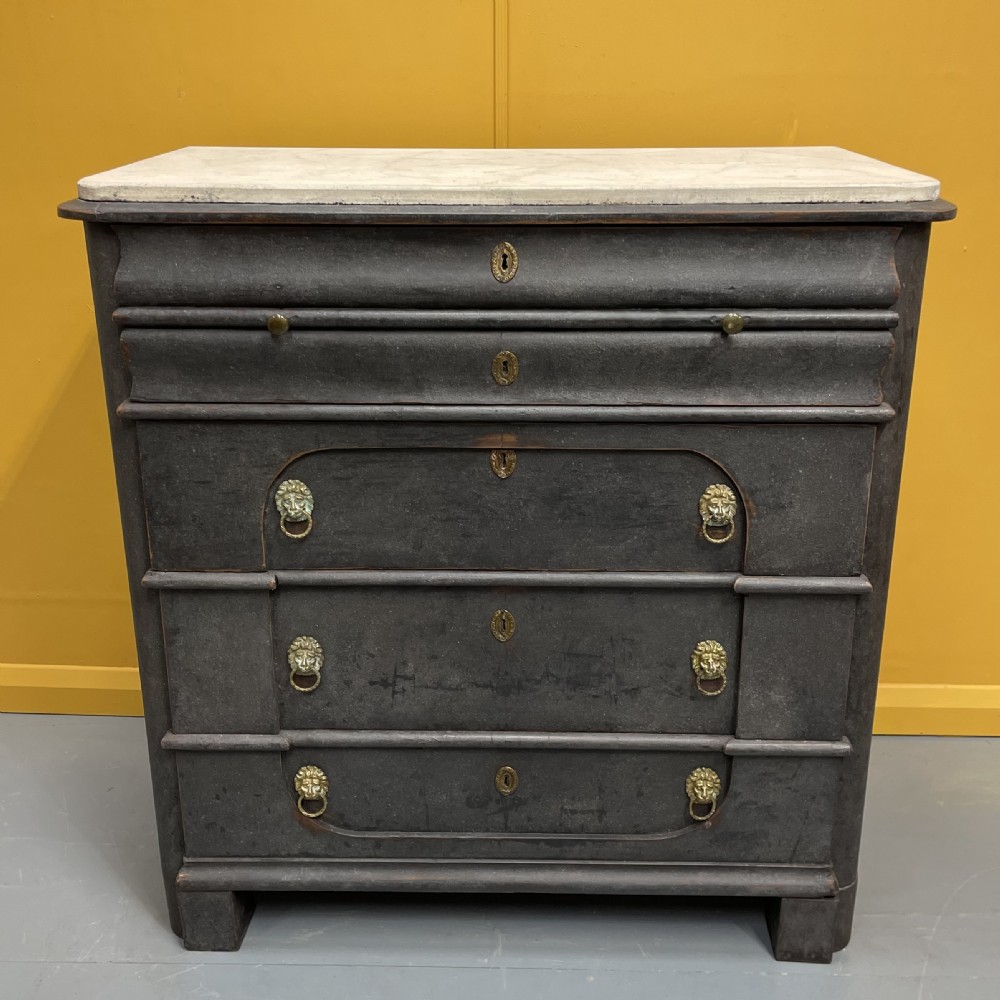 Dutch 18th century painted commode with faux marble top View II